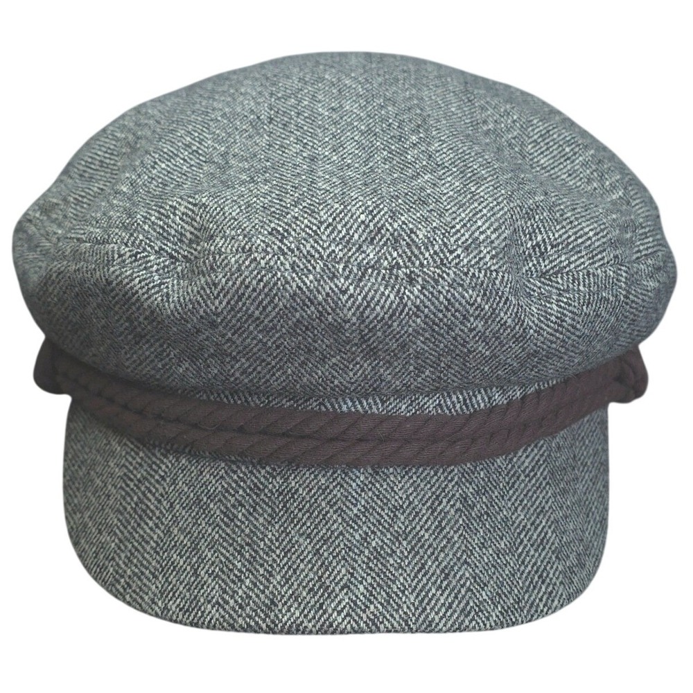 Brixton Hat Cap Newsboy Fiddler Adult Small 7 Grey Herringbone Wool Blend Tweed